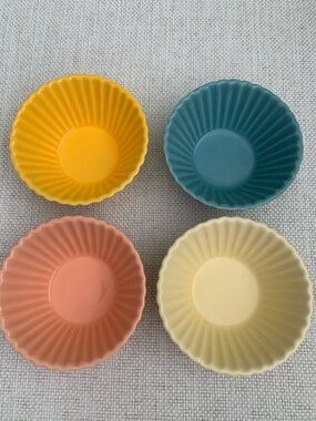 New Now Designs Fluted Multicolor Ceramic Prep Bowls Set of 4 Dishwasher Safe